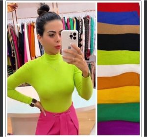 Blusa manga gola alta