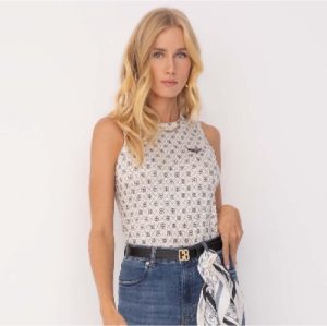 Blusa regata holograma bege