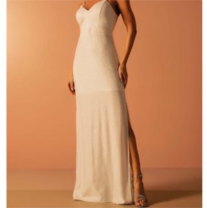 Vestido longo listra metal preto M