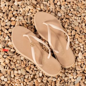 Chinelo ponta folha bege 36 38
