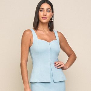 Blusa alça corselet alongado aberto fren