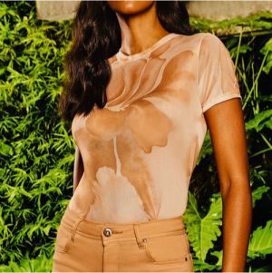 Blusa manga curta tule noz M G