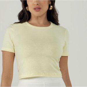 Blusa croped cotton manguinha PMG