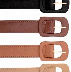Cinto couro fivela retangular encapada