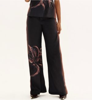 Calça wide flower glow preto M