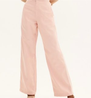 Calça wide com elastico rosa P M bege G